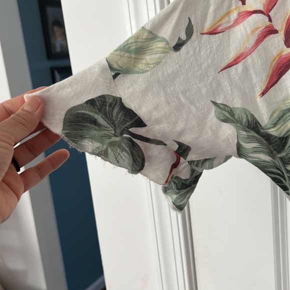 Rails Palm Print Linen cropped Wrap Top - Picture 5 of 7